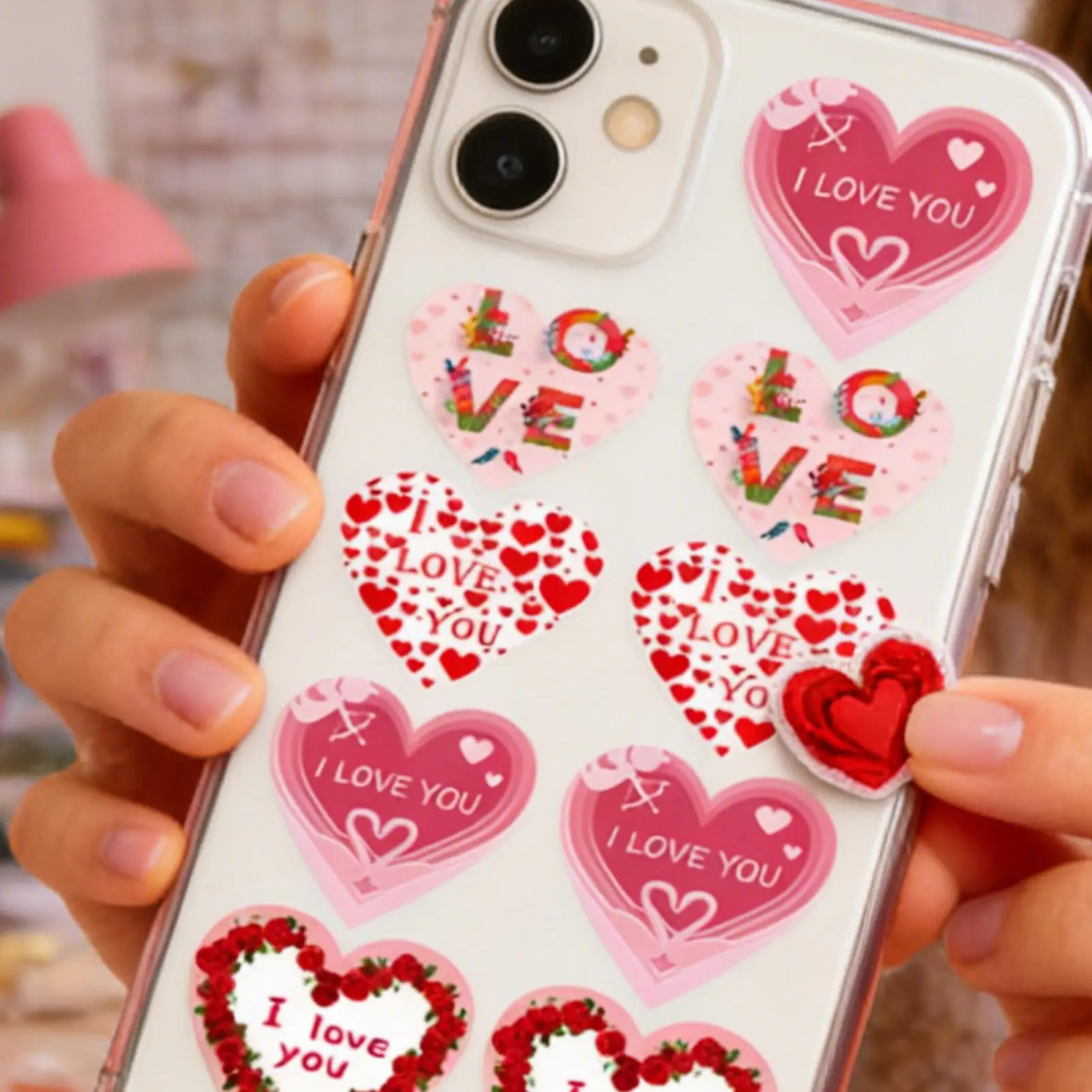 500pcs/roll Valentines Day Stickers Waterproof Craft Seal Labels Valentines Day Stickers Love Decorations Heart Sticker Label view 5