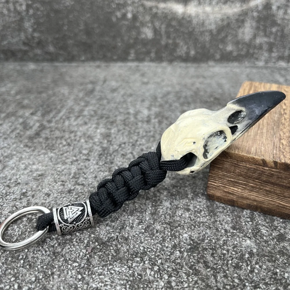 

1Pcs Resin Raven Skull Viking Keyring Norse Odin Crow Skeleton Bird Eagle Head Goth Accessories Key Chain Jewelry