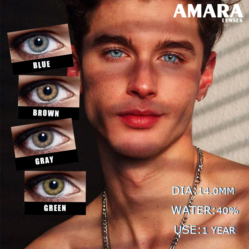 AMARA 1 Pair Colored Contact Lenses for eyes/men Natural Look Fast Delivery BLUE Eye Lenses Gray Contact Green Eye Lenses