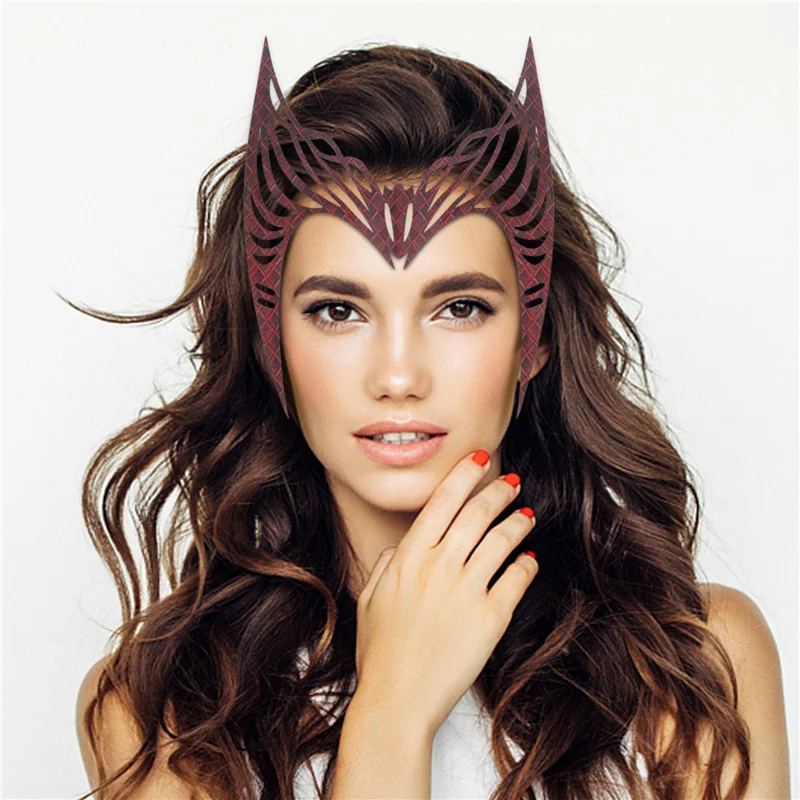 

Wanda Maximoff Scarlet Witch Costume Headband Leather Crown Headpiece Halloween Cosplay Mask For Adults