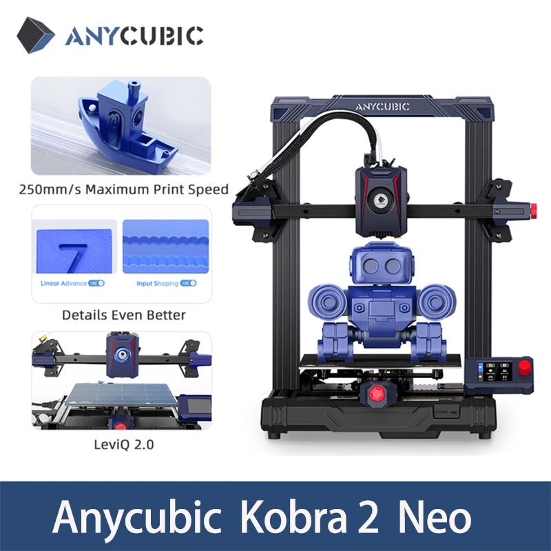 

ANYCUBIC Kobra 2 Neo FDM 3D Printer With 250mm/s Max Print Speed 3D Printing 22*22*25cm Printing Size 25-Point Auto-leveling