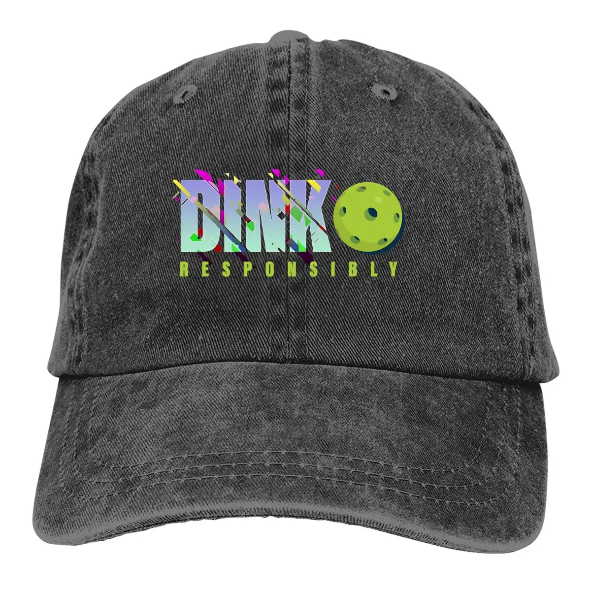 

Pickleball Glitched Baseball Cap For Men And Women Hats Visor Protection Snapback Dink Responsibly Caps