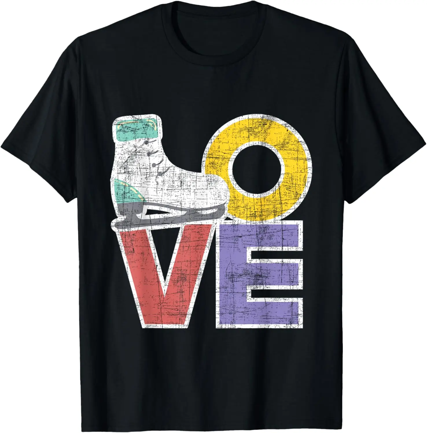 Love - Figure Skating Skates Dancer Dance T-shirt Women Women Fashion Casual Oversized Short-sleeved Crew Neck Top