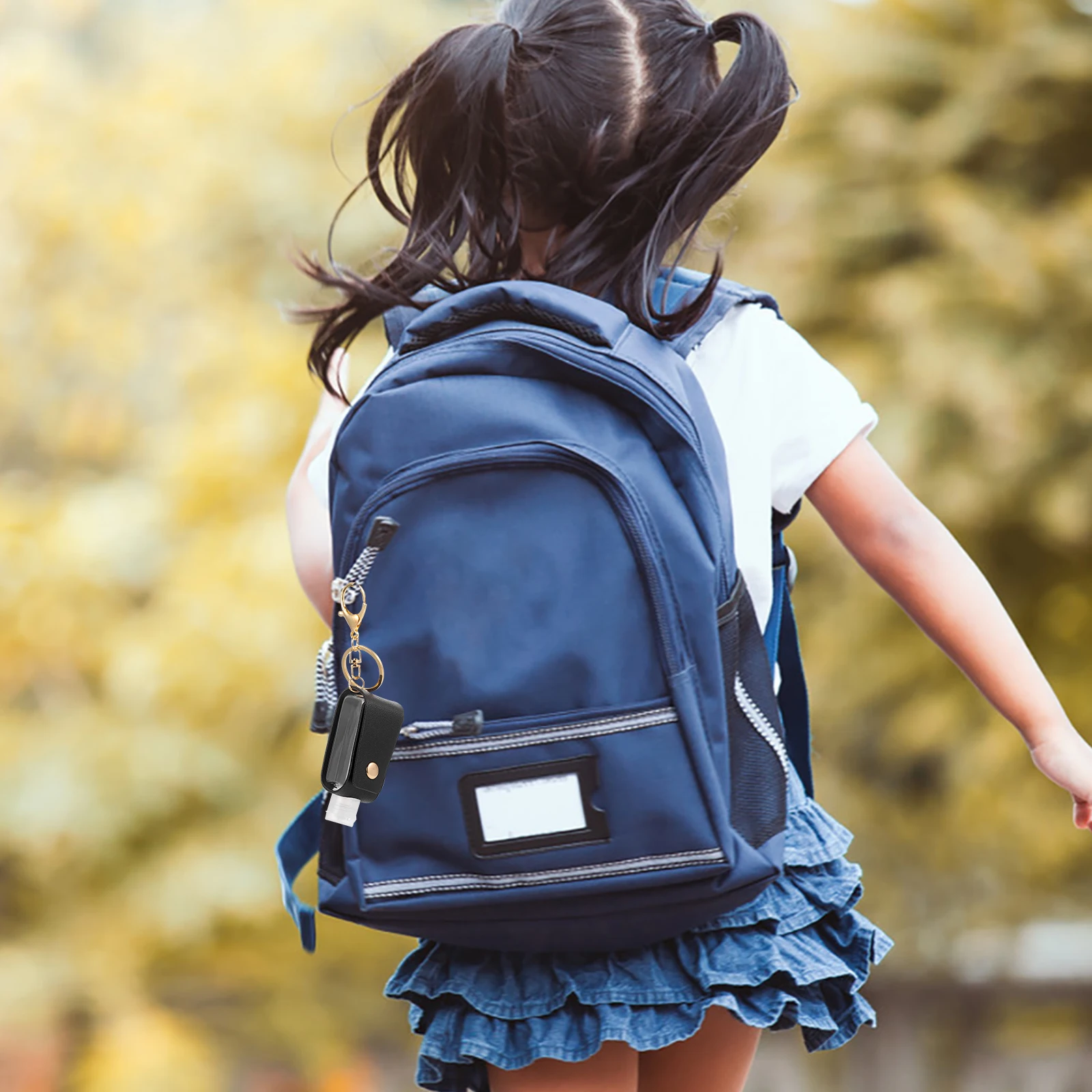 2pcs Hand Case Keychain PU Cover Plastic Empty Bottle Travel Refillable Lightweight Portable Outdoor Use