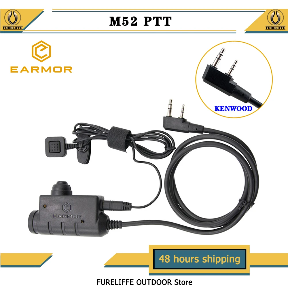 

EARMOR Adapter M52 PTT for M32/M32H Headset，KENWOOD Connector Fits Military Standard Plugs, Comes With M50 Finger Push Button.