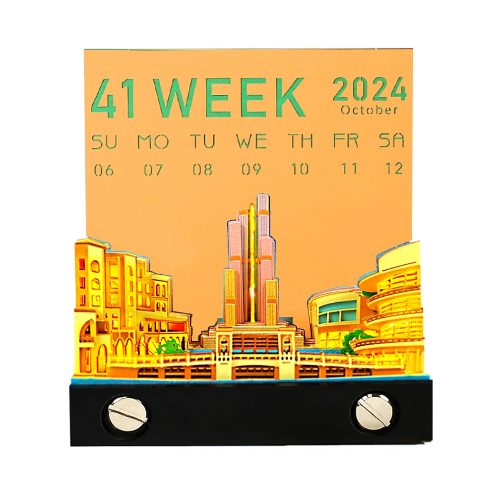 

Omoshiroi Block 3D Calendar 2024 Mini 3D Notepad Block Dubai Tower Led Memo Pad Diy Note Paper Art Desk Calendar Birthday Gift