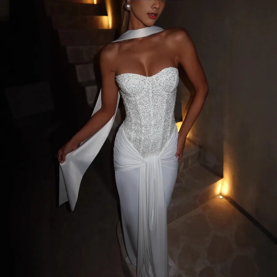 

【New style】Stock European and American new style slimming tube top dress slim zipper temperament dress sexy women's - hip skirt
