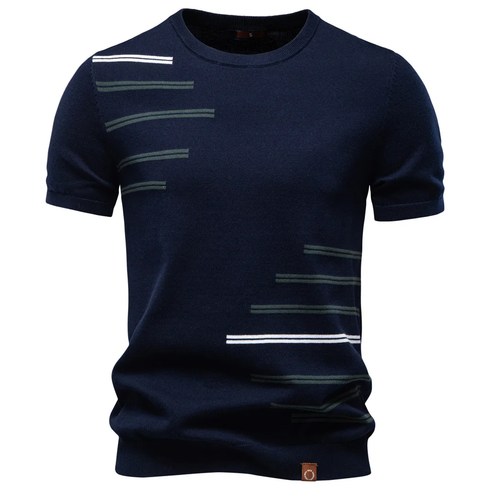 

Summer 2026 Men's Cotton Short Sleeve T-shirt Casual round Neck Knitted Woolen Knitwear for Men