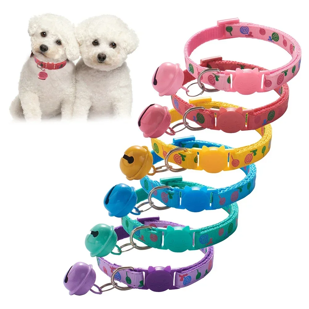 Adjustable Breakaway Cat Collar With Bell Rainbow Cat Collar Dog Lollipop Prints Pet Cats Collars For Small Dog Necklace