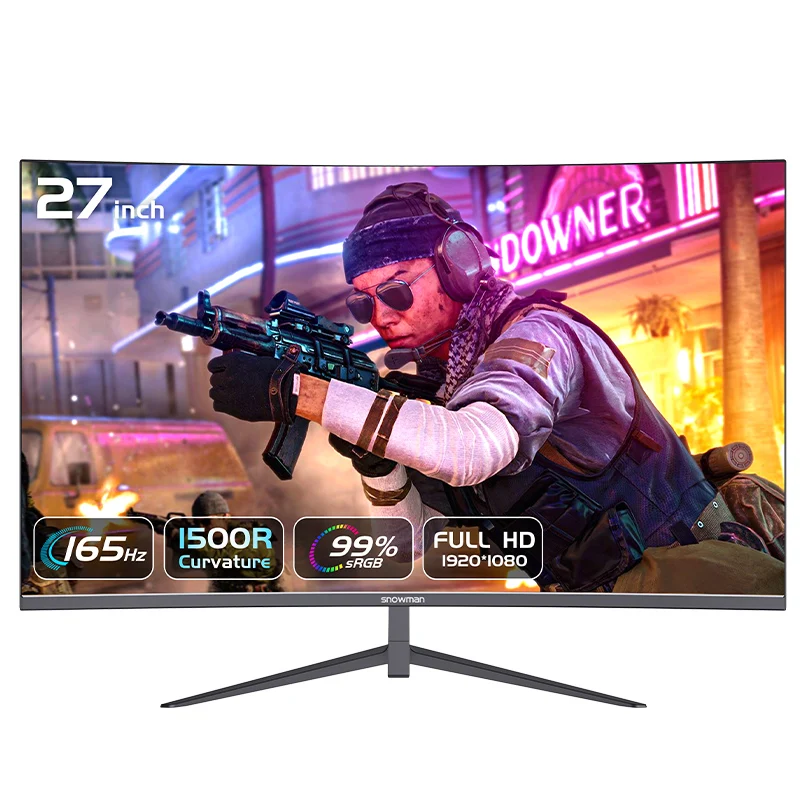 SNOWMAN 165Hz Curved Pc Monitor FHD 1080P Gaming Display Screen 27 Inch Anti-blue Light Curve Screen Computer Monitor