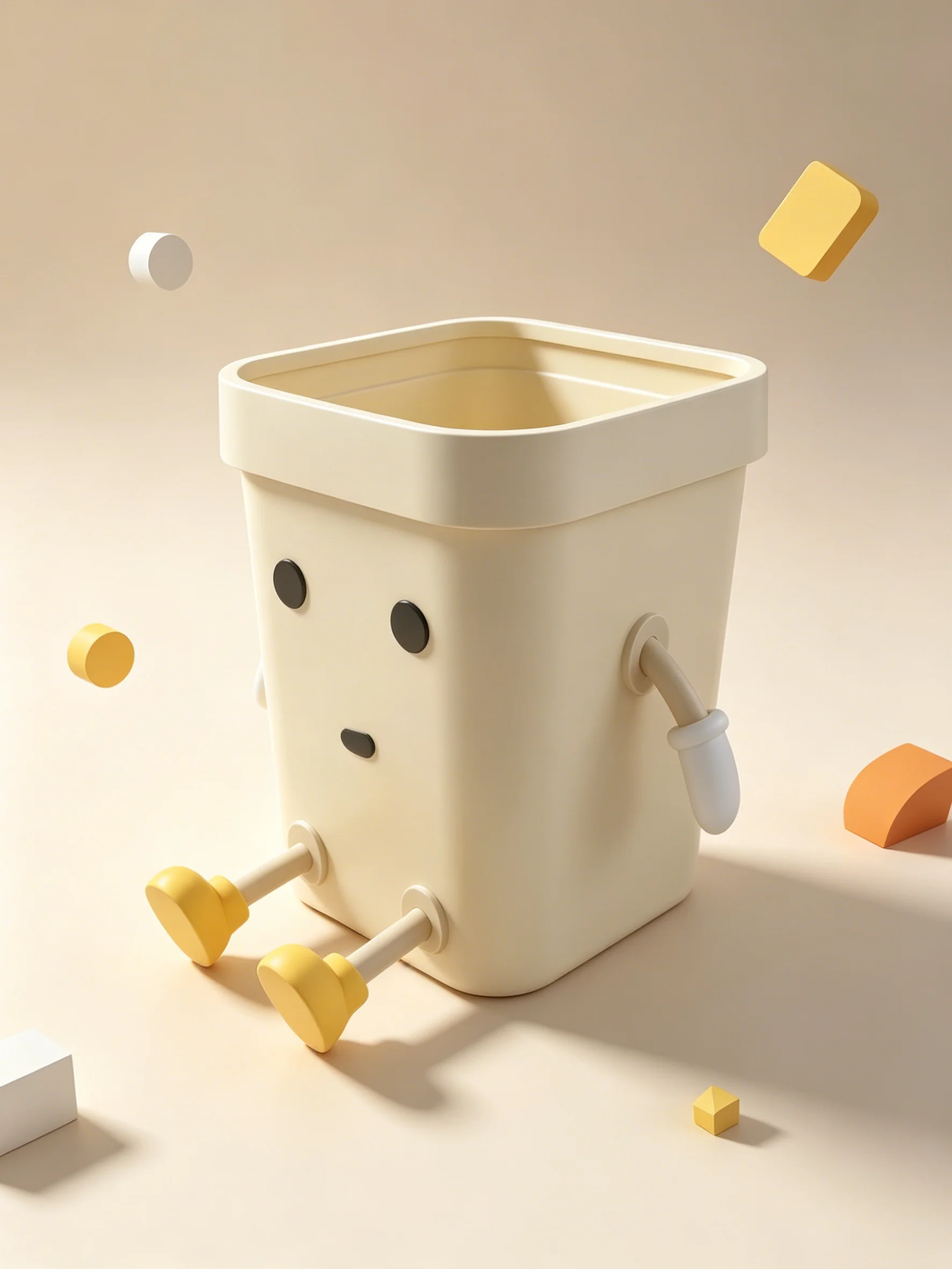 12L Cute Cartoon Trash Bin with Arms & Legs, Linerless Open-Top Waste Bin with Retaining Ring
