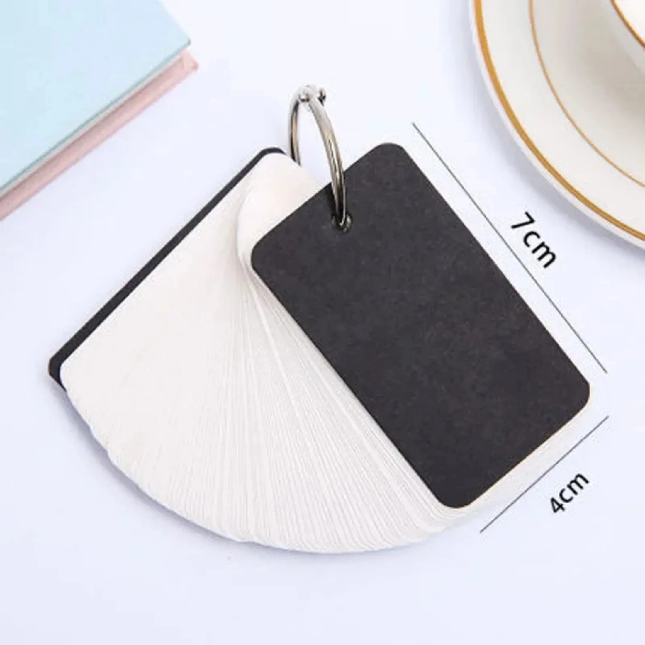 Blank Index Card with Ring Portable Pocket Memo Pads 100sheets Blank Study Notepads for Memory Learning Studying Office Supplies