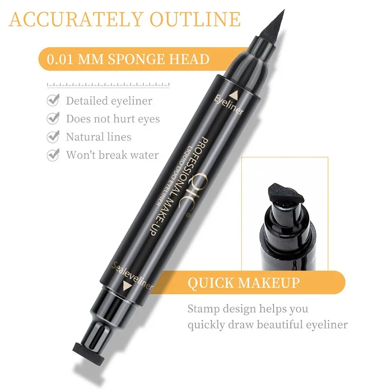 Easy Wing Eyeliner Stempel Pen met Vloeibare Liner Dual Tip Beginnersvriendelijk Waterdicht Smudge Proof Stempelen Eyeliner Make-up 2Size