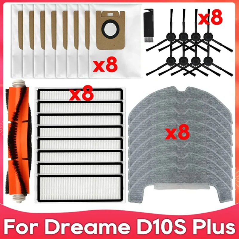 Dreame D10s Plus /RLS6AD 진공 청소기 액세서리 교체, 메인 사이드 브러시 헤파 필터 걸레 천 먼지 봉투