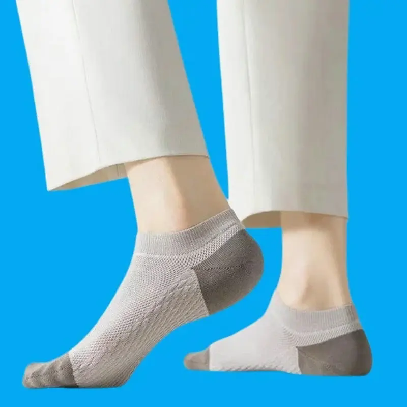 Calcetines cortos de malla transpirable para hombre, calcetín fino, absorbente del sudor, para masaje, novedad de verano, 5/10 pares, 2024