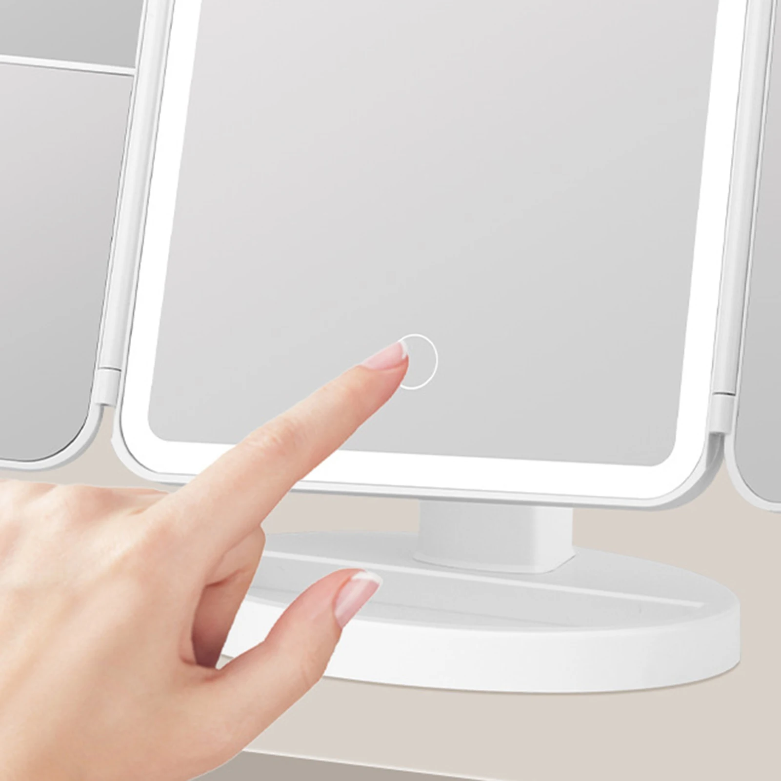 인기 데스크탑 LED 메이크업 거울 필 라이트 확대경 3면 접이식 쉘 거울 회전 보관 공주 드레싱 거울