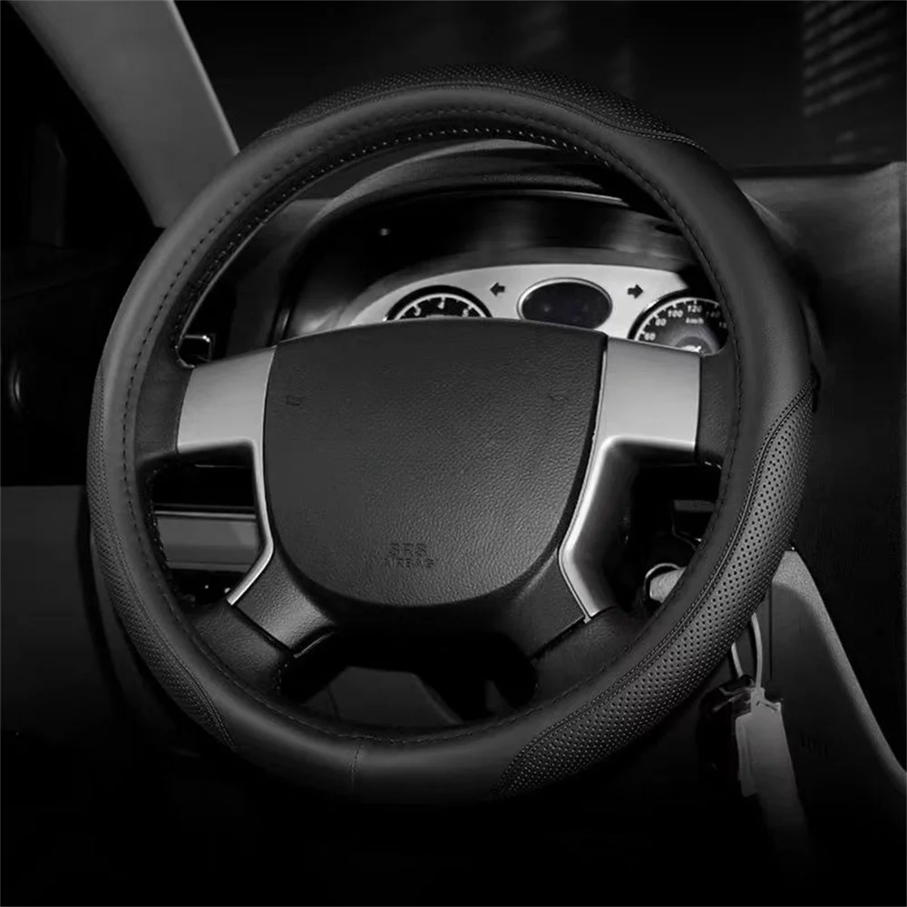 DIY Car Steering Wheel Cover Black Anti-slip Breathable Genuine Leather Car Accessories For Geely EMGRAND EC7 EC715 EC718