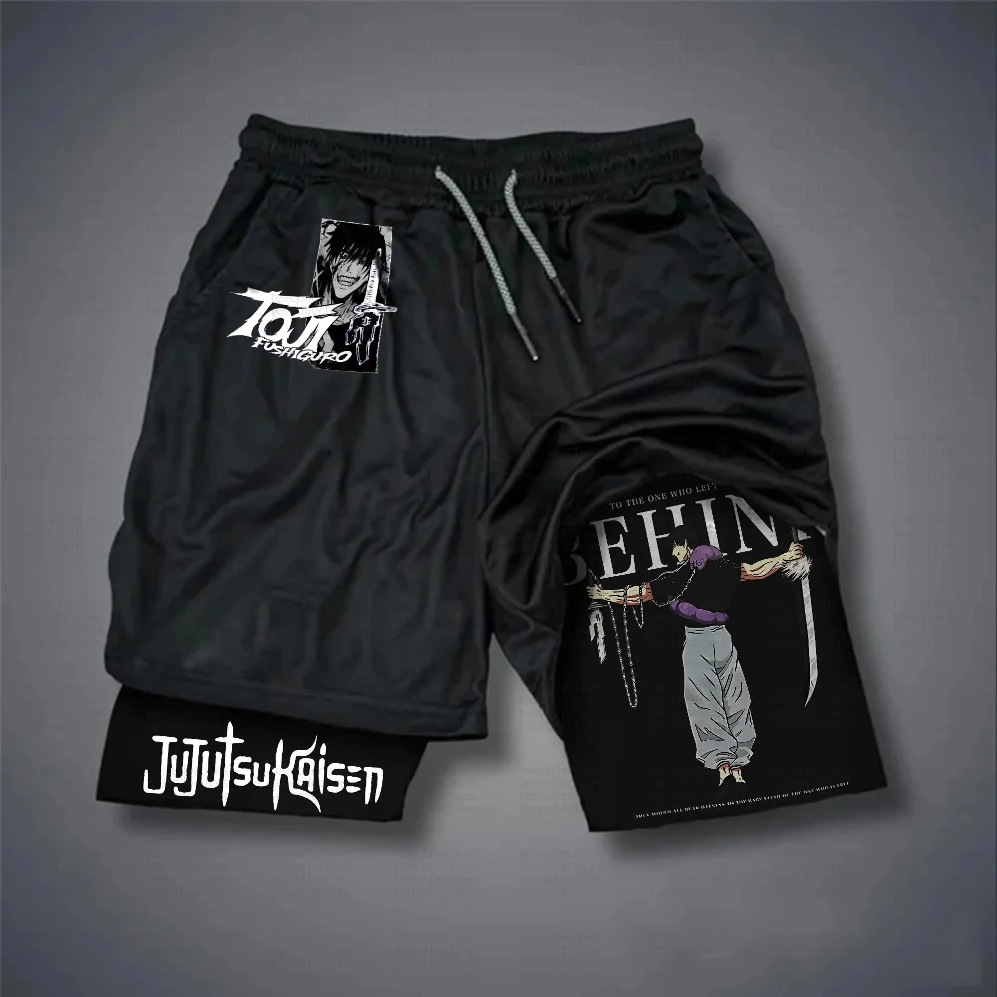 

Jujutsu Kaisen White Shorts Men 2026 Summer Anime Pants Sukuna Fushiguro Design Pink Hair Character Japanese Text Print Riyomen