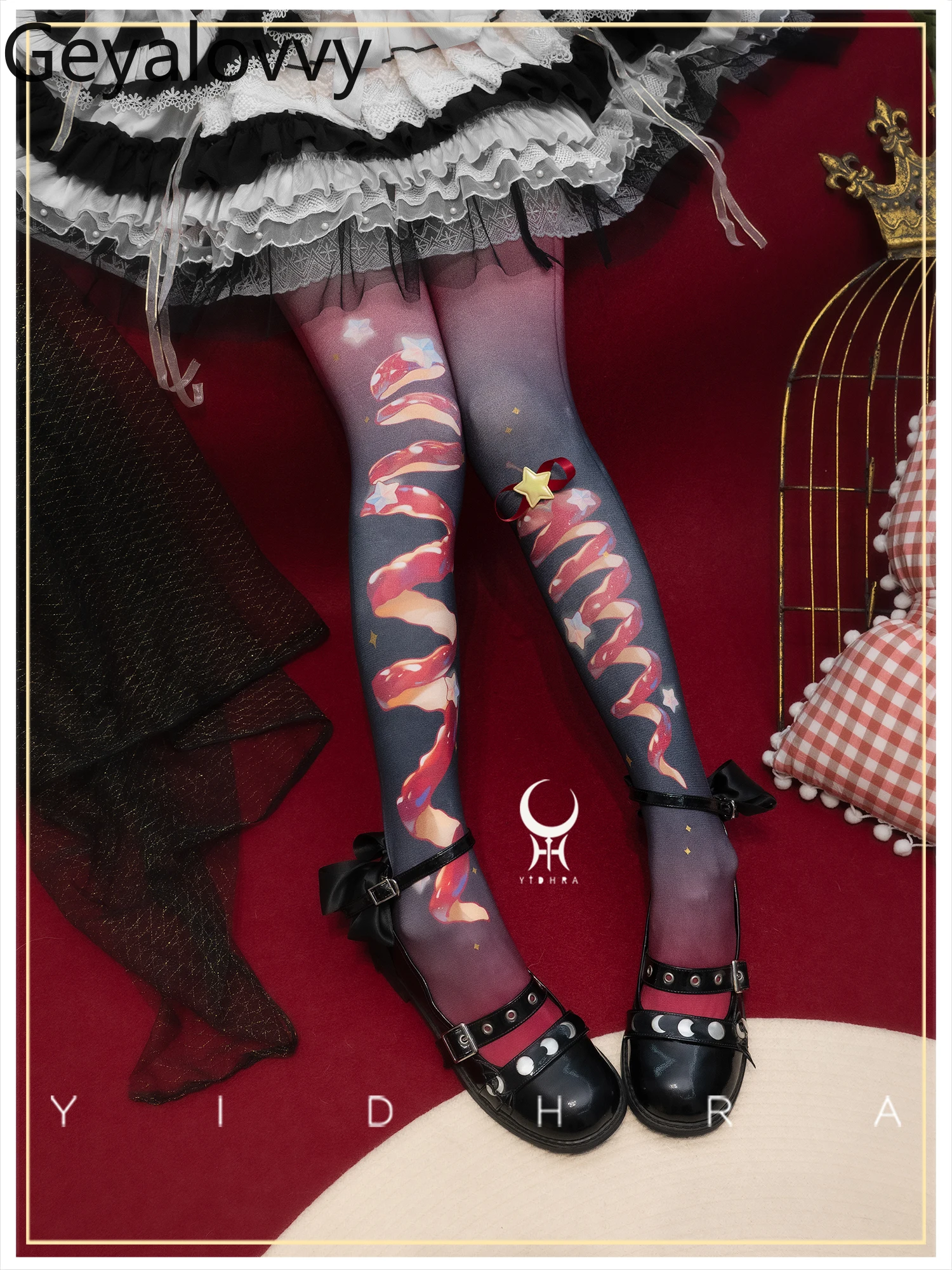 

Lolita Style Girls Tights Original Digital Print Lolita Pantyhose Christmas Cosplay Accessories Sweet and Cute Stockings Women