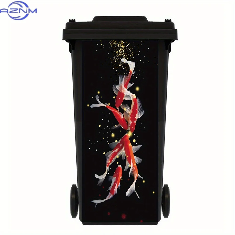 3D Koi Fish Themed Trash Can Decoration Stickers, wallpaper PVC Self-adhesive Bedroom Mural Stickers Living Room Home