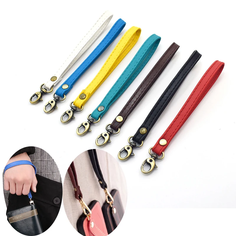 

2pcs 16.5cm Leather Handbag Strap Bag Replacement Wrist Strap Buckle Wrist Strap Hands-Free Wristlet for Purse Wallets Keychain