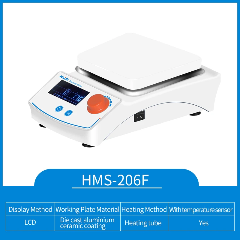 HuXi ℃   LCD-Display, quadratische Heizplatte, 100–2000 U/min, magnetischer Laborrührer, Heizgeräte für Labore