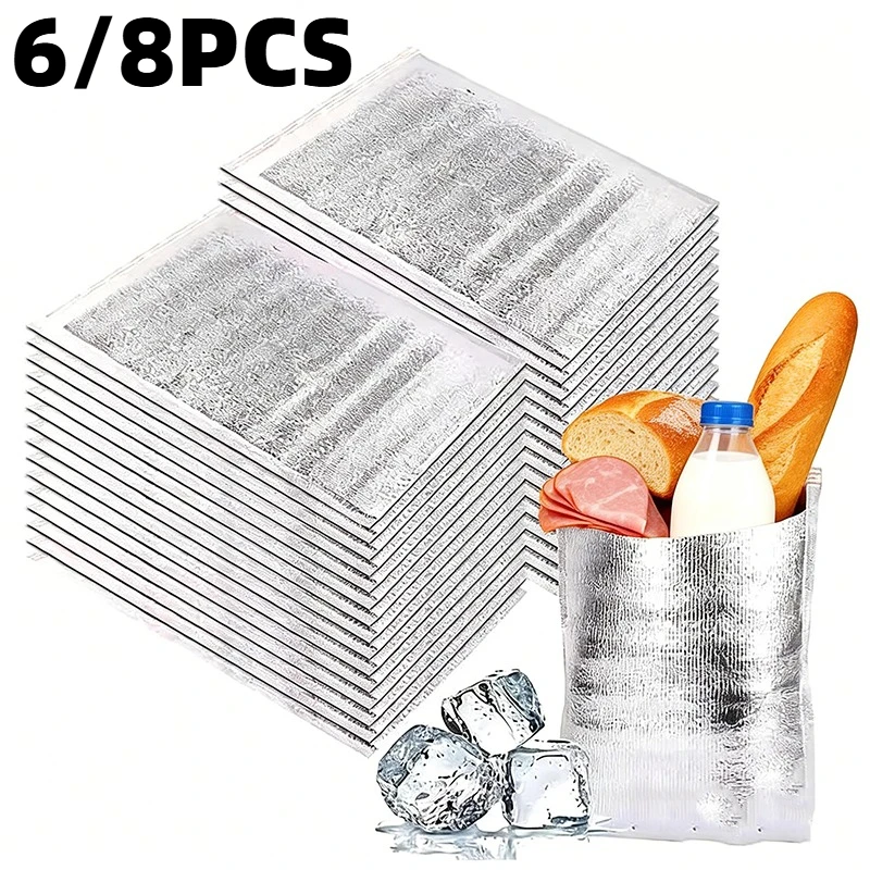 

6/8 шт. в упаковке, ледяная, теплая, сумка из алюминиевой фольги, термосумка для хранения напитков, изоляционная сумка, сумка-холодильник для доставки