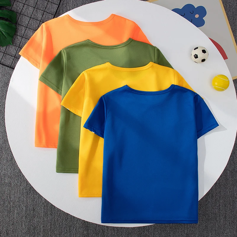 2/4-teiliger Sommer-Kinder-Mehrfarben-Kombination, schnell trocknender Sportanzug, kurzärmeliges T-Shirt für Jungen und Mädchen, vielseitige Shorts – Detail 12