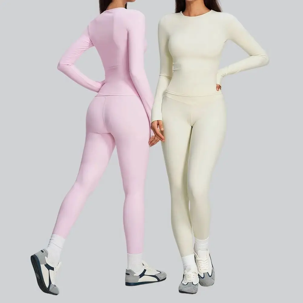 2PCS Tracksuit Women's Yoga Suit Sports Set Running Workout Long Sleeve Leggings Suits Yoga Clothing Women Quick-Dry Gym Sets