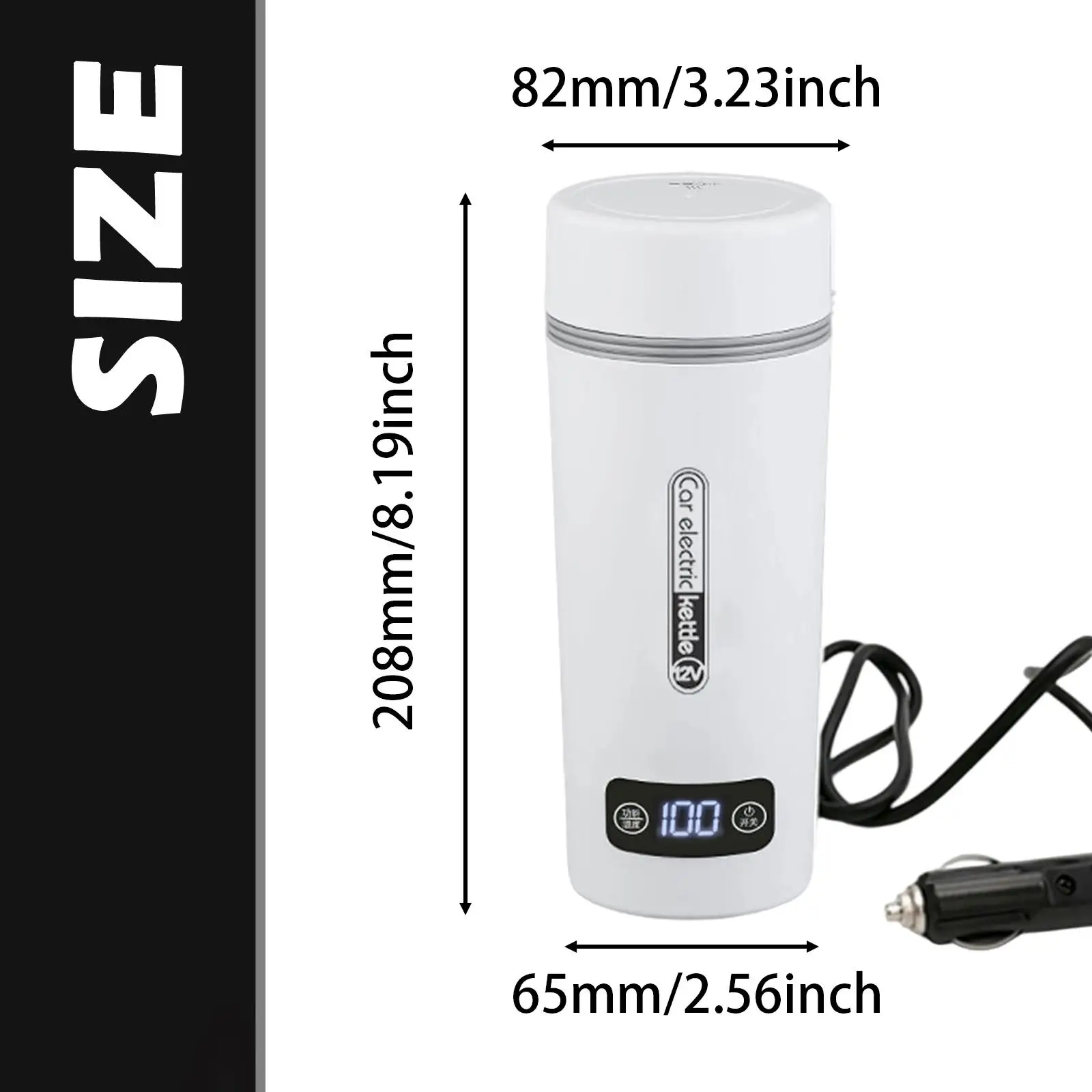 Car Travel Electric Kettle Temperature Display Heating Drinking Cup 12V/24V