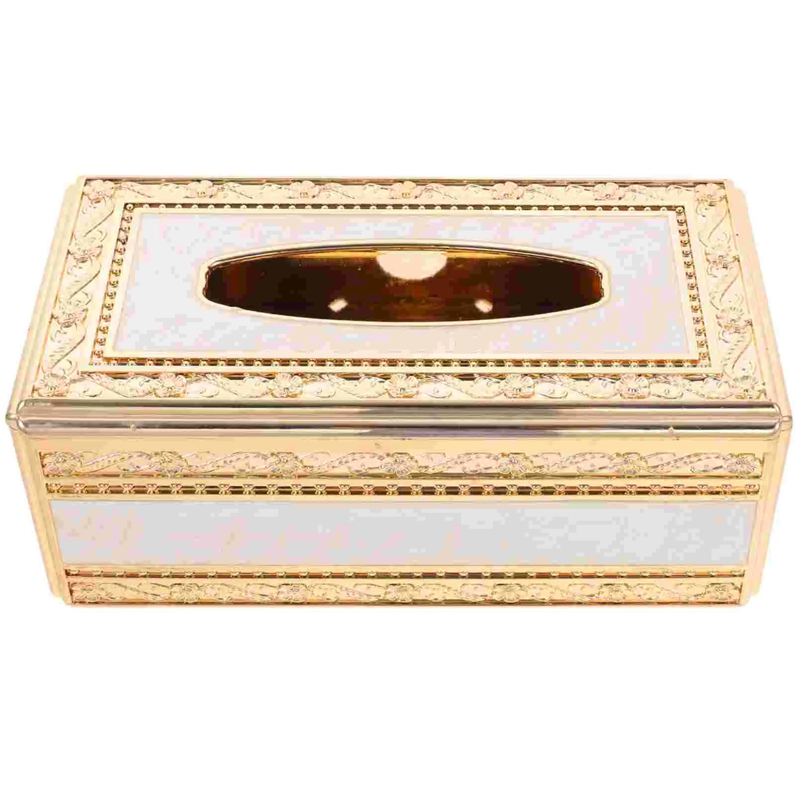 Table Top Decor Inlaid Gold and Jade Tissue Box Napkins Case Cover Acrylic Office