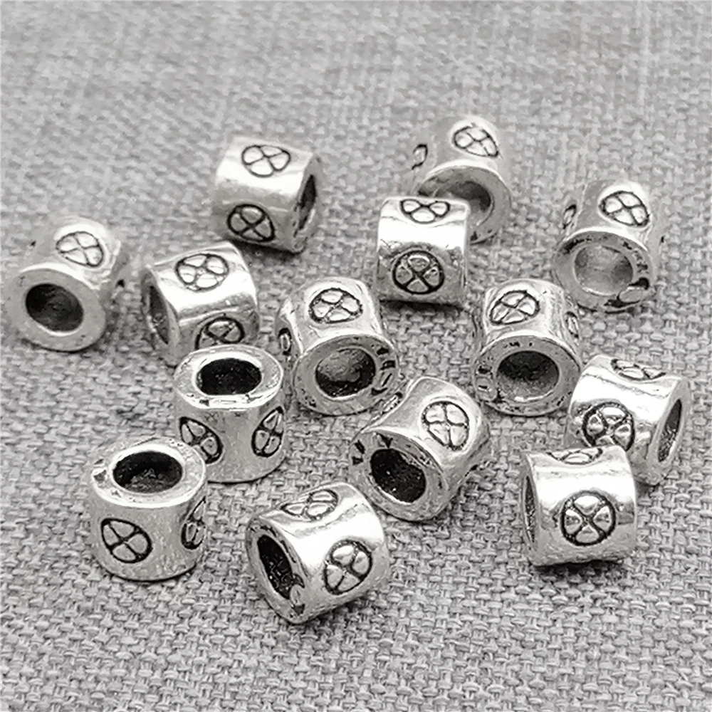 

10 Sterling Silver Clover Tube Beads 925 Silver Lucky Flower Bracelet Spacer