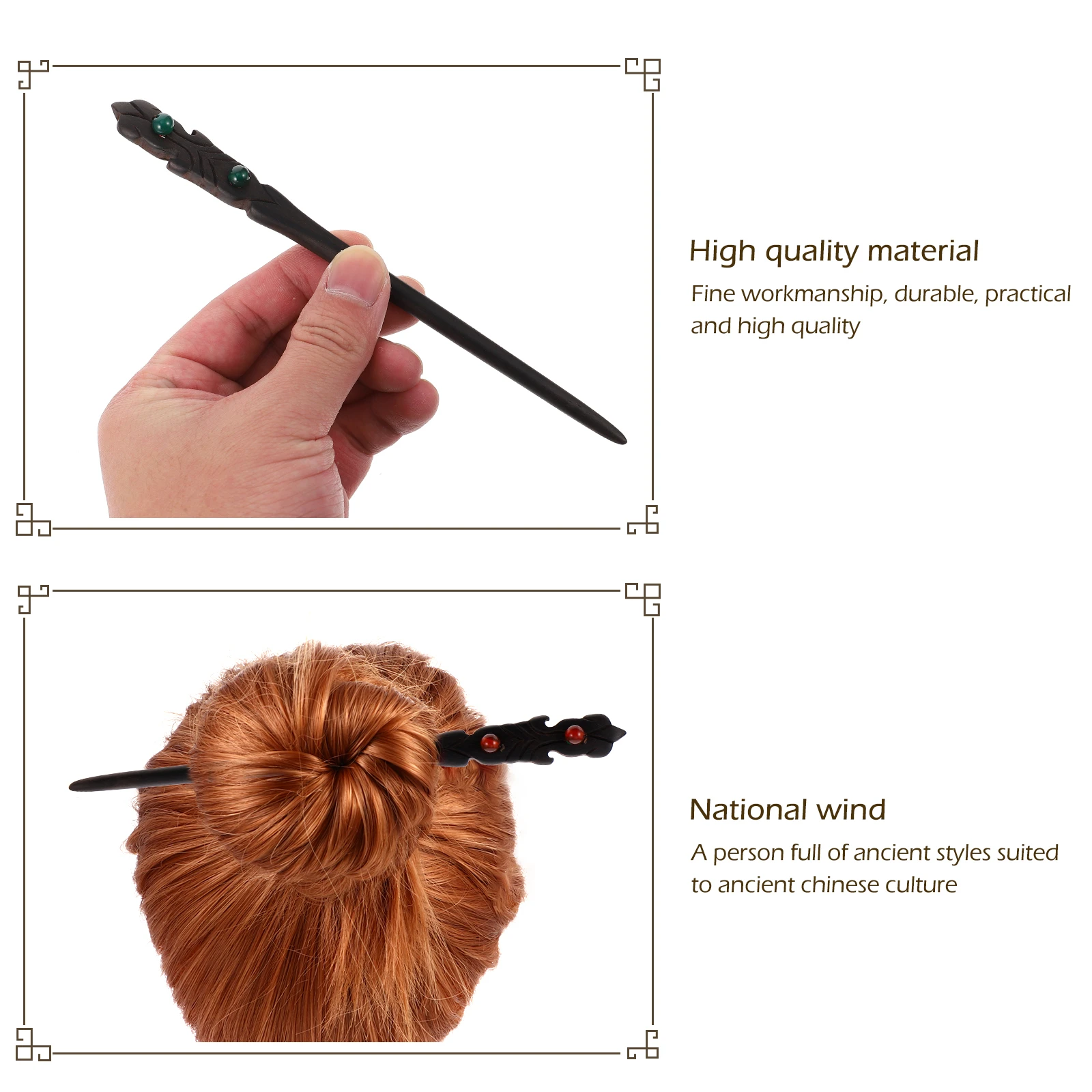 

Vintage Black Ebony Wood Hair Sticks Chinese Ancient Style Handcrafted Chignon Pins Wedding Party Retro Headdress Women Hair