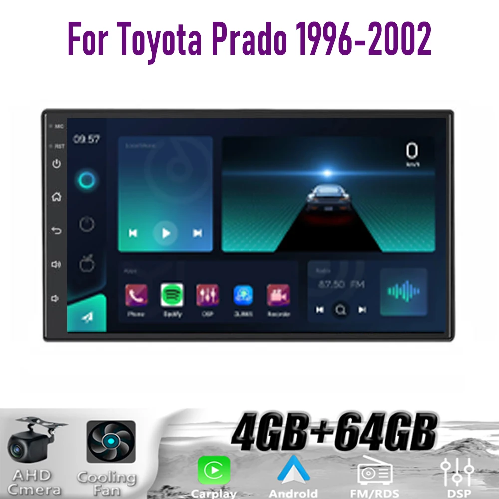 For Toyota Prado 1996-2002 7inch Android 15 Auto Radio Stereo Multimidia Player 1024*600QLED Carplay Car Radio 2Din Autoradio