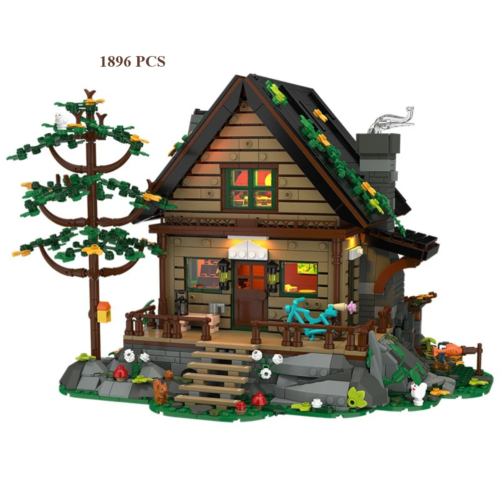 MOC Wildnis Holz Wald Hütte Bausteine Set Baum Hütte Villa Haus Dekor Idee Spielzeug Für Kinder Geburtstag Urlaub Geschenke