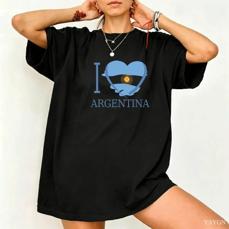 I Love Argentina T-shirts Women Men Casual Argentine T Shirt O Neck T Shirts Oversized Argentinian Flag Graphic Tees Clothes