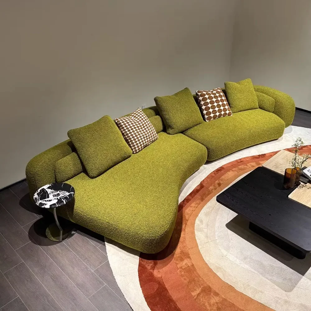 Minimalist Semi‑Circle Sofa, Custom Living Room Combination Couch Large Curved Half‑Moon Modular Sofa,Chenille Latex Filled