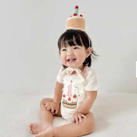 Funny Summer Baby Clothes Korean Baby Boys Girl's One Piece Romper 1st Birthday Party Lovely Bodysuit Infant Cotton Jumpsuit