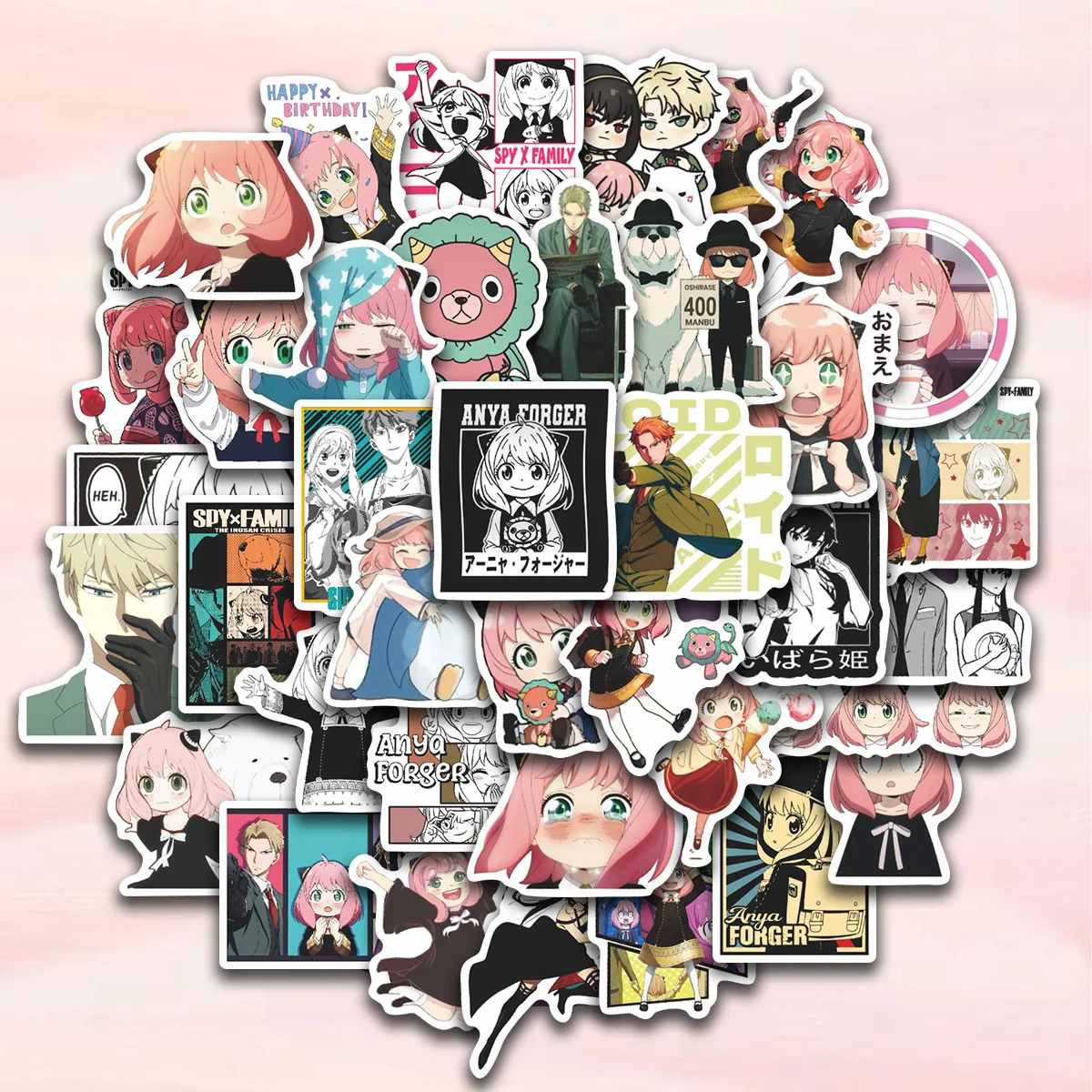 

65pcs Spy × Family Stickers Anya Forger And Loid Forger Stickers Anime Character Stickers Skateboarding Refrigerator Waterproof