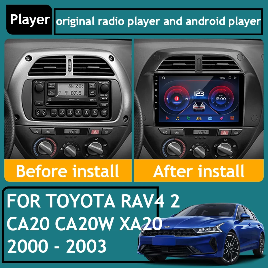 Car Radio Android 13 For Toyota RAV4 2 CA20 CA20W XA20 2000 - 2003 Navigation GPS Android Auto Carplay Stereo Head Unit 5G Wifi