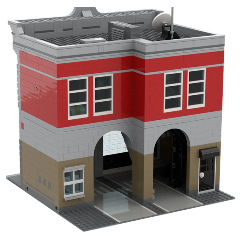 都市街並みモデル MOC 組み立てブロック 消防署 センター モジュール式テクノロジー 子供向けホリデーギフト 組み立ておもちゃセット