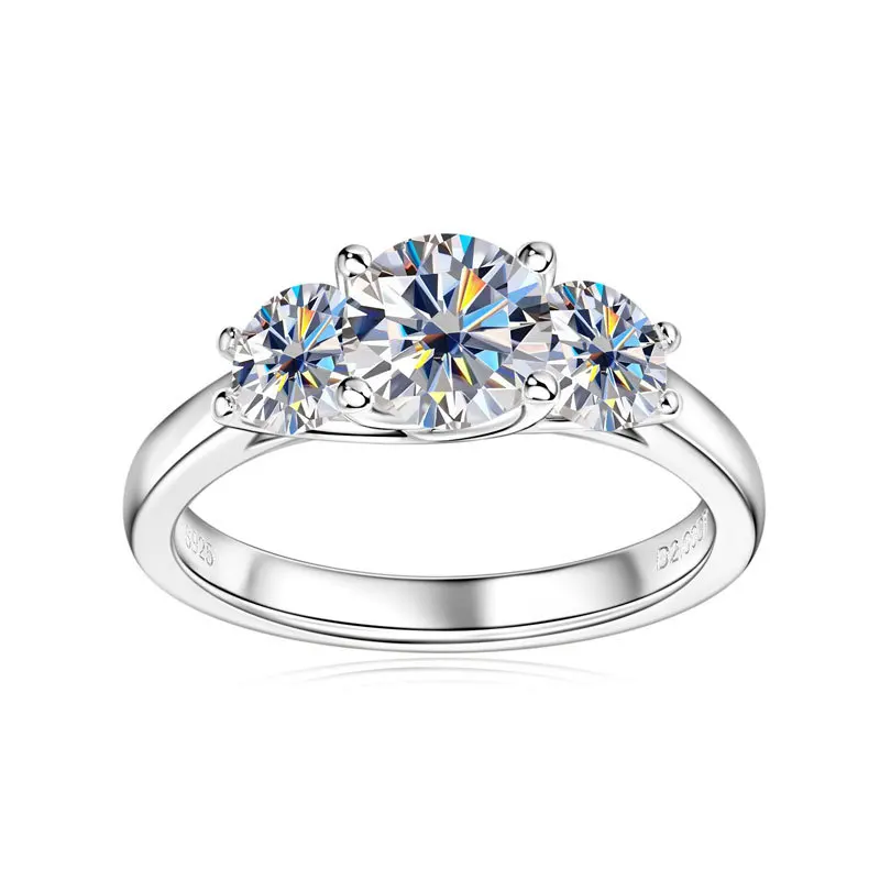 Top Quality 2 Carat Full Moissanite Diamond Women Rings Luxury s925 Silver Moissanita Plate 18k Gold Wedding Ring Fine Jewelry
