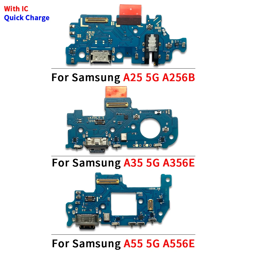 USB Charging Port Board Flex Cable Connector Parts For Samsung A25 5G A256B A35 5G A356E A55 5G A556E Microphone Module