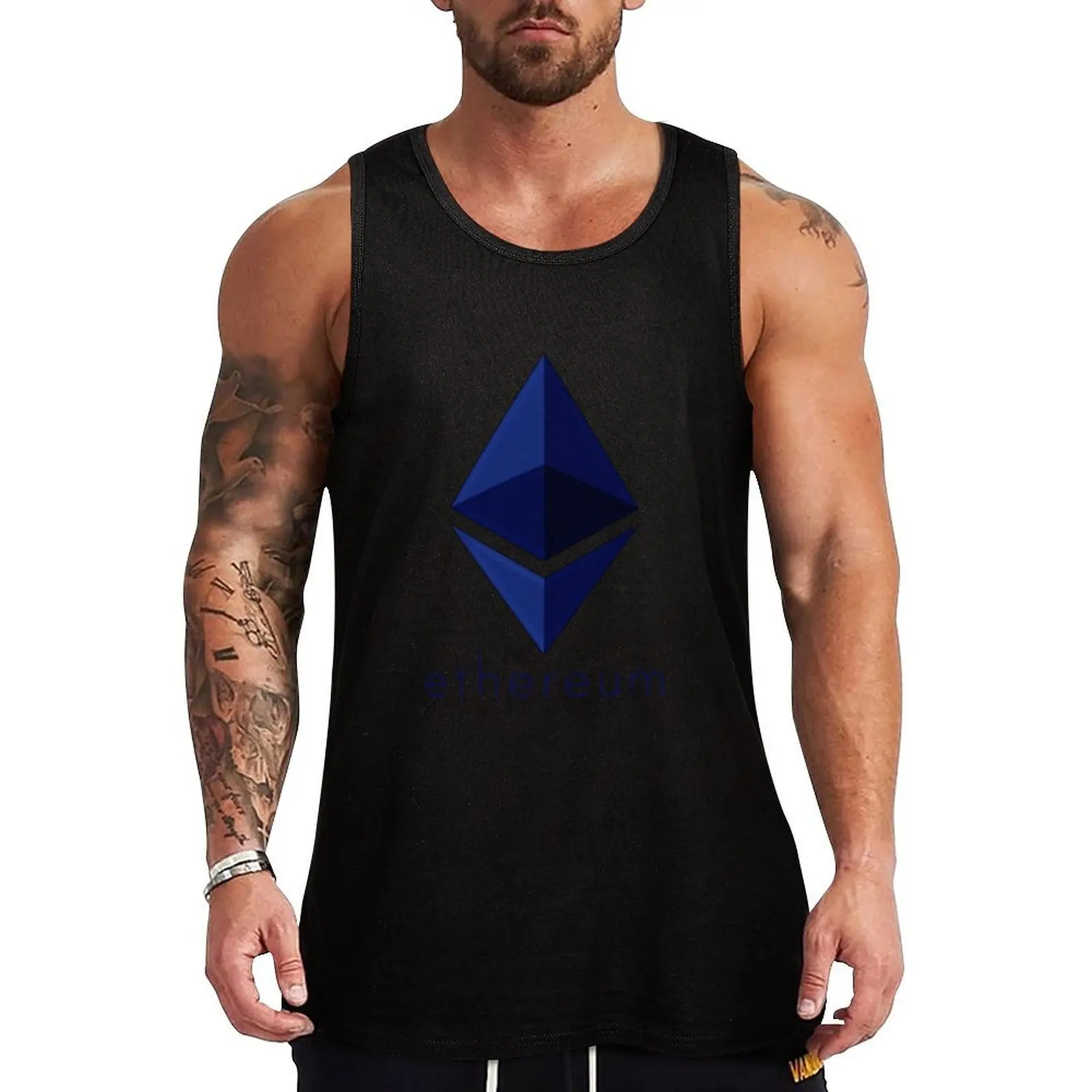 Débardeur Ethereum Blue Tank Top, débardeur anti-rétrécissement, chemise décontractée durable sans manches