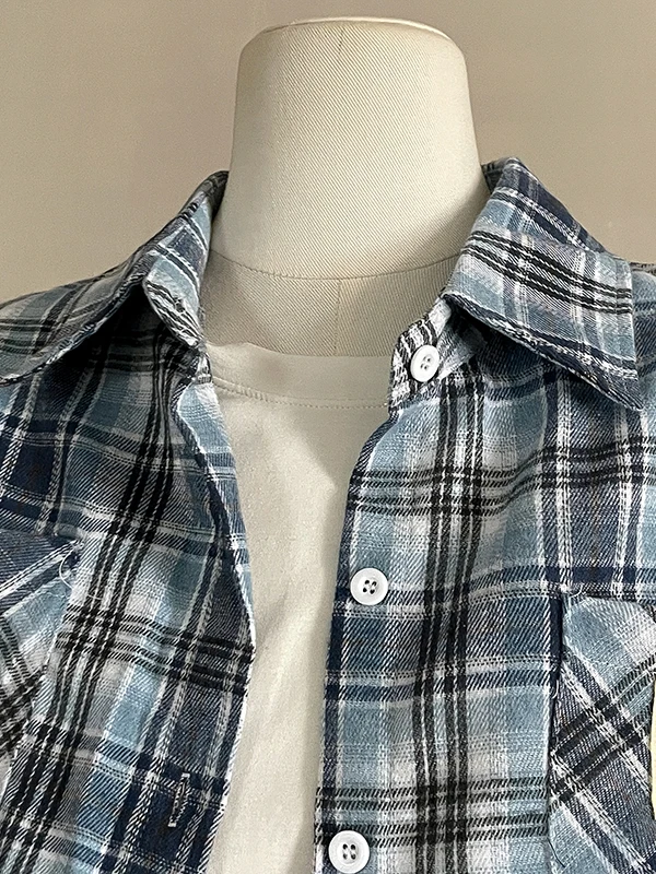 

Wedbleser Checkered Fashion Collar Boyfriend Style Shirt 2025 Autumn New Korean Edition Women Reduced Age Western Open Top