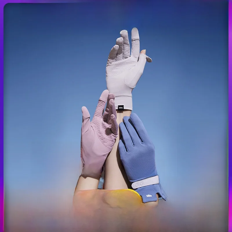 バナナリーフ日焼け防止手袋長くて短い通気性のあるアイスシルクサイクリング運転抗紫外線屋外フルフィンガーアンチスリップ