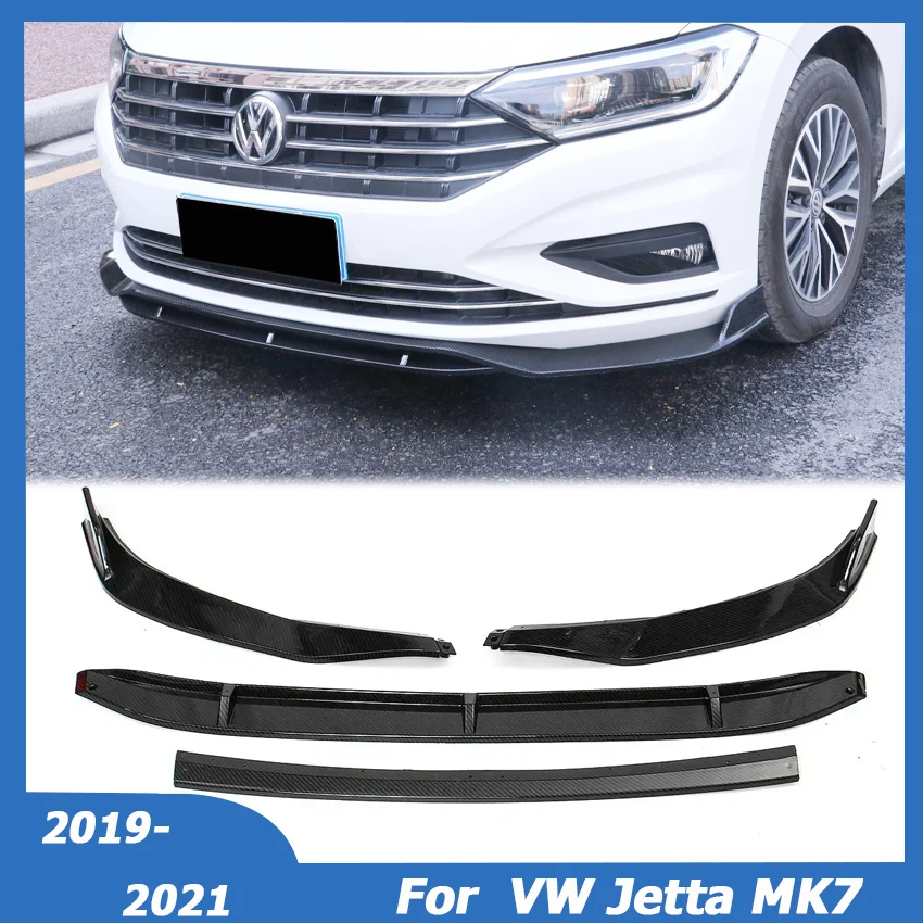 

For Volkswagen VW Jetta MK7 2019-2021 Front Bumper Lip Spoiler Side Splitter Body Kit Deflector Guards Car Tuning Carbon Look