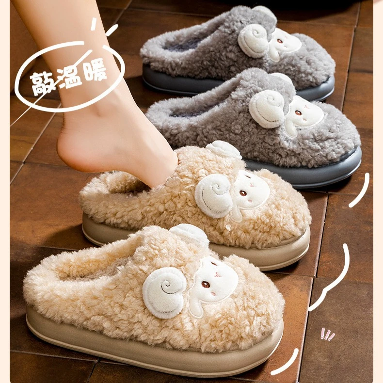Cotton Slippers for Men and Women 2026 New Autumn and Winter Indoor Home cartoon Warm and Plush Thick Cotton Slippers