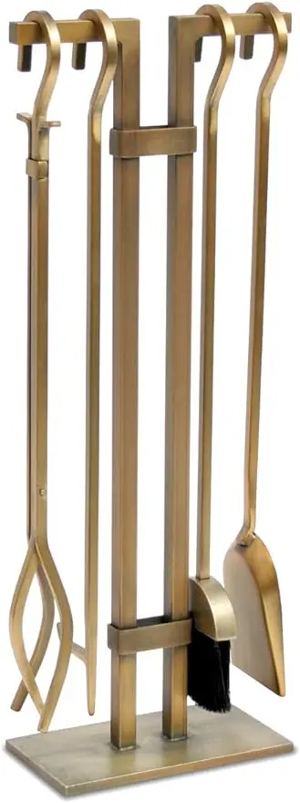 Pilgrim Home and Hearth 18086 Sinclair Fireplace Tool Set, Burnished Brass, 20 Pounds