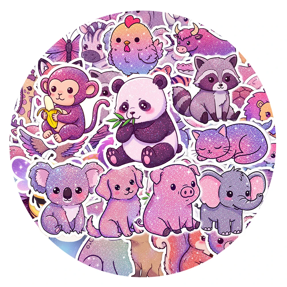

10/30/50pcs Kawaii Shiny Animals Cartoon Stickers Cute Creative Graffiti Decals Luggage Notebook Phone Sticker Decoration Toys